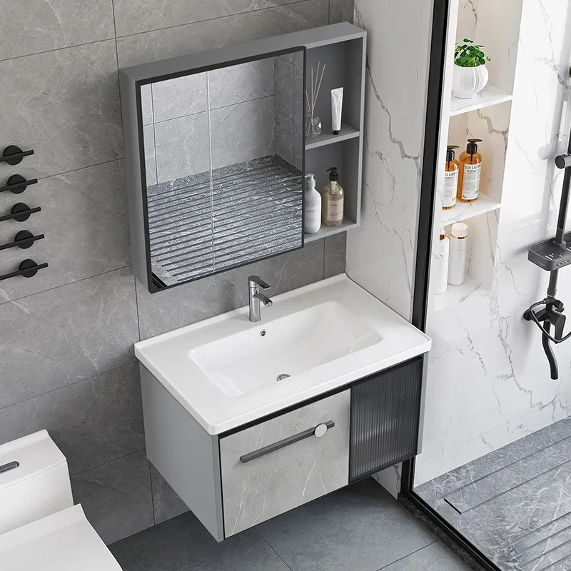 Home Bathroom Vanity Combo - 防水浴室キャビネット スマートミラー内蔵 セラミック洗面台付き 浴室用洗面化粧台 シンク付き ホーム家具