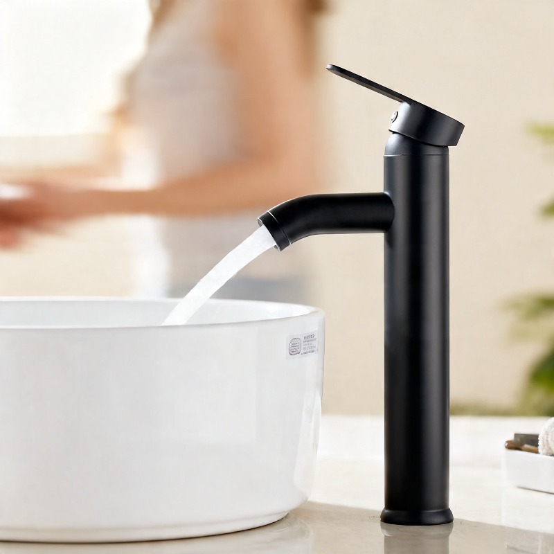 Basin Mixer Tap - ブラック洗面台蛇口 浴室洗面台水栓 温冷水混合栓 洗面シンク蛇口 浴室蛇口 ブラッシュドゴールド蛇口
