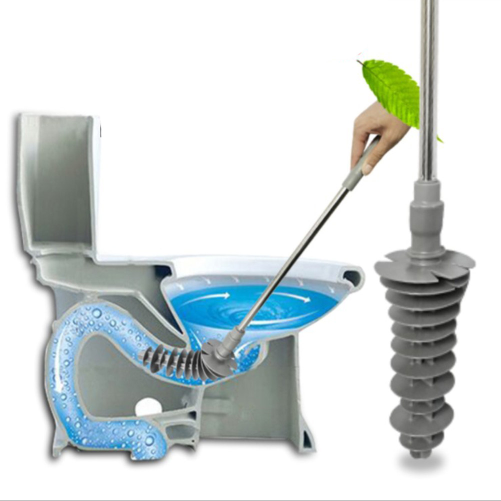 Plunger Toilet - 詰まったサイフォン式トイレに対応する、回転式ヘッドのトイレ用プランジャー。柔軟性があり、錆びにくく、人間工学に基づいたハンドルで、収納も簡単。