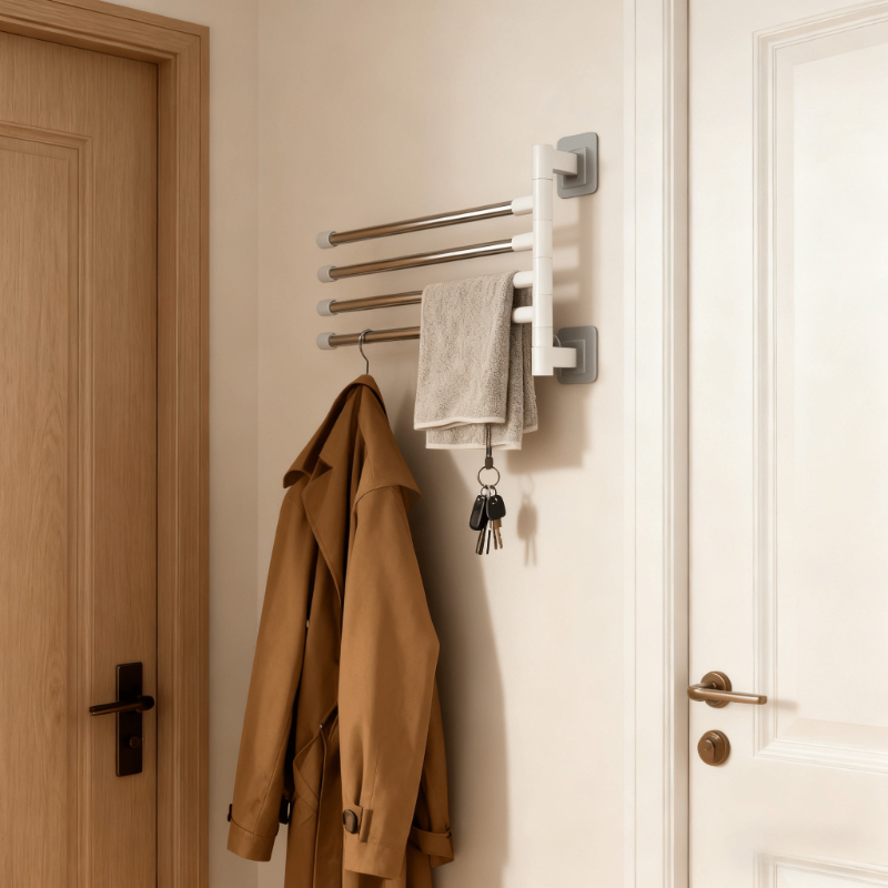 モダンなミニマリストフローティングタオルラック（回転式ロッド - Home Essentials Bathroom Storage のレビューと価格