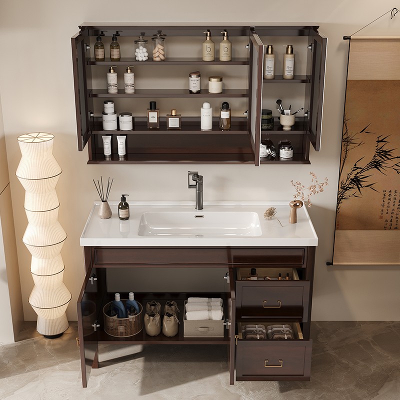 スタンディング収納バスルームキャビネット木製LEDライトトイ - Home Bathroom Vanity Combo のレビューと価格