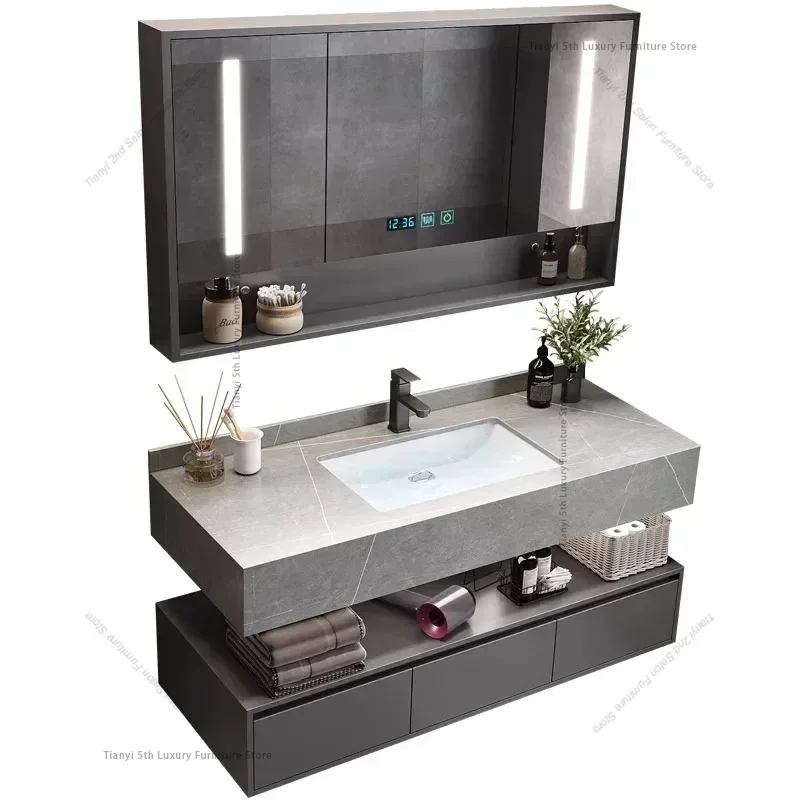 モダンなスマートバスルームキャビネットコンビネーション多機能 - Home Bathroom Vanity Combo のレビューと価格