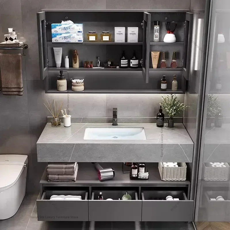 モダンなスマートバスルームキャビネットコンビネーション多機能 - Home Bathroom Vanity Combo のレビューと価格
