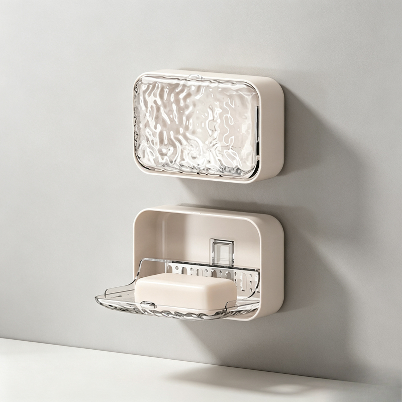 壁掛け式ソープディッシュ、穴あけ不要、蓋付き、水切り可能、防 - Home Bathroom Organizer のレビューと価格
