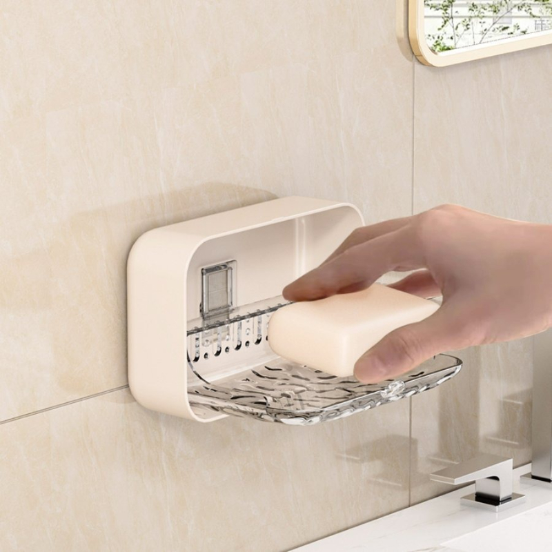 壁掛け式ソープディッシュ、穴あけ不要、蓋付き、水切り可能、防 - Home Bathroom Organizer のレビューと価格